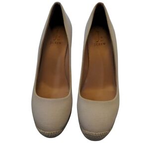 Clearout Final J.Crew Women’s Size 7 Canvas Espadrille Wedges Shoes Flax Beige